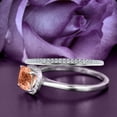 thumbnail image 3 of Dazzling Halo 2.05 Carat Cushion Cut Morganite And Diamond Moissanite Engagement Ring, Wedding Ring, One Matching Band in 10k Solid White Gold Shank, Gift For Her Promise Ring, Anniversary Ring, 3 of 3