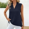thumbnail image 2 of AherBiu Plus Size Tops for Women Cotton Linen Notch V Neck Sleeveless Summer Tank Tops Solid Color T Shirts, 2 of 7