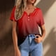 thumbnail image 2 of Blusas de moda de verano para mujer con estampado, cuello en V y manga corta, 2 of 4