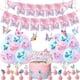 thumbnail image 5 of Decoración para fiesta de cumpleaños con mariposas moradas y rosas, vajilla con temática de mariposas, vasos de papel, platos, globos, suministros para fiestas para niñas, 5 of 5