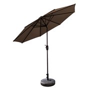 WestinTrends Paolo 9 Ft Patio Umbrella with Base Included, Market Table Umbrella with 20 Inch Fillable Bronze Round Base, Coffee