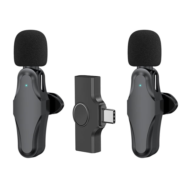 K10 Micrófono de solapa inalámbrico Clip-on Mic Plug & Play Tipo-C para Phone Pad PC c Romacci Micrófonos