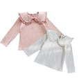 thumbnail image 1 of LYMAYTER Kids Girls Ruffle Collar Undershirts Sweet Cute Spring Autumn Undershirts for Baby 2-8Y, 1 of 6