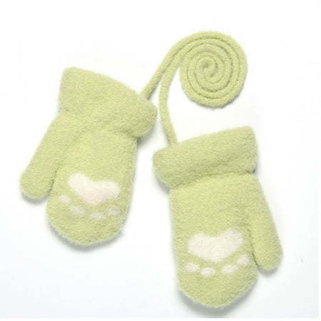 

Dasbsug Soft Plush Baby Gloves Cartoon Cat Claw Thick Warm Newborn Gloves Knit Cotton Mittens for Kids Infant