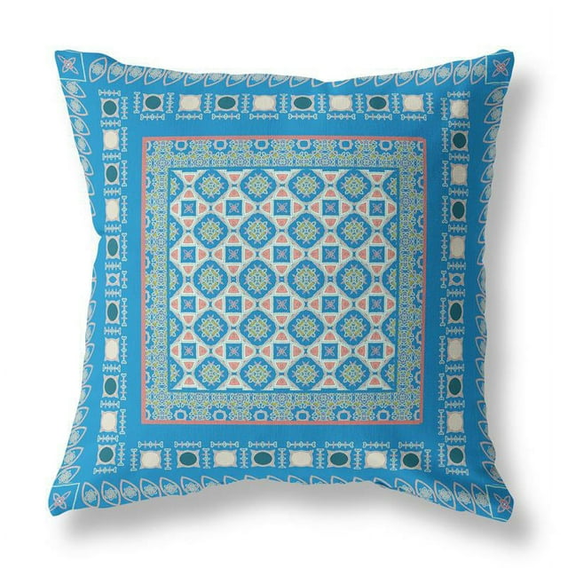 Oreiller en Tissu Intérieur/extérieur avec Zip en Rose Bleu 26x26