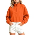 thumbnail image 7 of Splozh Girls Crewneck Sweatshirt Long Sleeve Shirt Girls Fashion Basic Fall Winter Solid Color Baby Sweatshirt,Orange,12-13 Years, 7 of 7