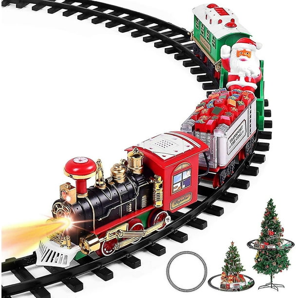 Ensemble De Train Électrique De Noël, Voiture De Piste Jouet Avec Musique,  Jouets De Train Rond Du Père Noël, Décoration D'arbre De Noël