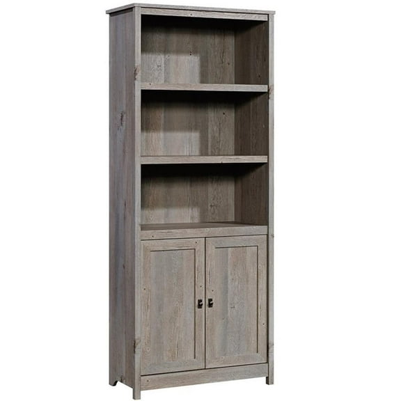 Pemberly Row 3-Shelf Farmhouse Engineered Wood Bookcase in Mystic Oak