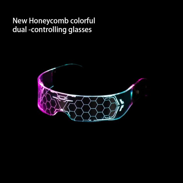 thinsony Luminous Eyeglasses Wireless LED Battery Operated Ergonomic Light Adjustable Reusable Eyewear Music Festival Festival Glasses Type7