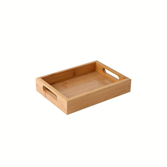 Bamboo Serving Tray with Handles, Tabletop Countertop Tea Coffee Breakfast Tray, Organizer Storage Container for Kitchen Bedroom