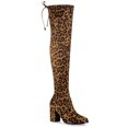 thumbnail image 1 of Unique Bargains Women's Round Toe Chunky Heel over The Knee High Boots, 1 of 8