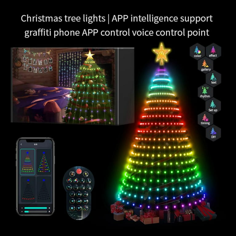 Projectretro Lighting 6.8Ft Multicolor Outdoor Christmas Light Show Cone  Tree With Bluetooth App & Remote Control, DIY LED Outdoor Christmas
