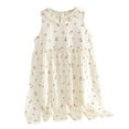 thumbnail image 2 of Spazoro Toddler Girls A-Line Dress, Crew Neck Floral Print 2025 New Style Sleeveless Summer Dresses for Child Girls Beige Size 12 T, 2 of 6
