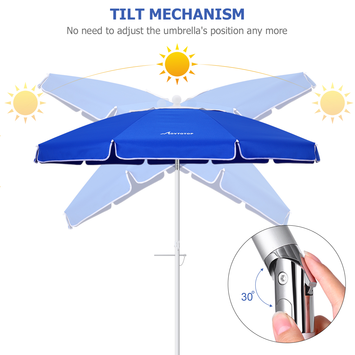 Petal Beach Umbrella 6.5ft Sun Shelter Ventilation UV Protection Seaside Umbrella for Outdoor Travel (Dark Blue Petal) - image 5 of 8