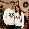 thumbnail image 5 of Matching Christmas Couples Sweatshirts Merry Christmas Letter Printing Long Sleeve Shirts Crewneck Pullover Winter Fleece Sweaters Xmas Funny Holiday Sweatshirts Gifts(Women), 5 of 6