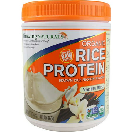 Growing Naturals Raw Organic Rice Protein Powder, Vanilla, 24g Protein, 1.0lb, (The Best All Natural Protein Powder)