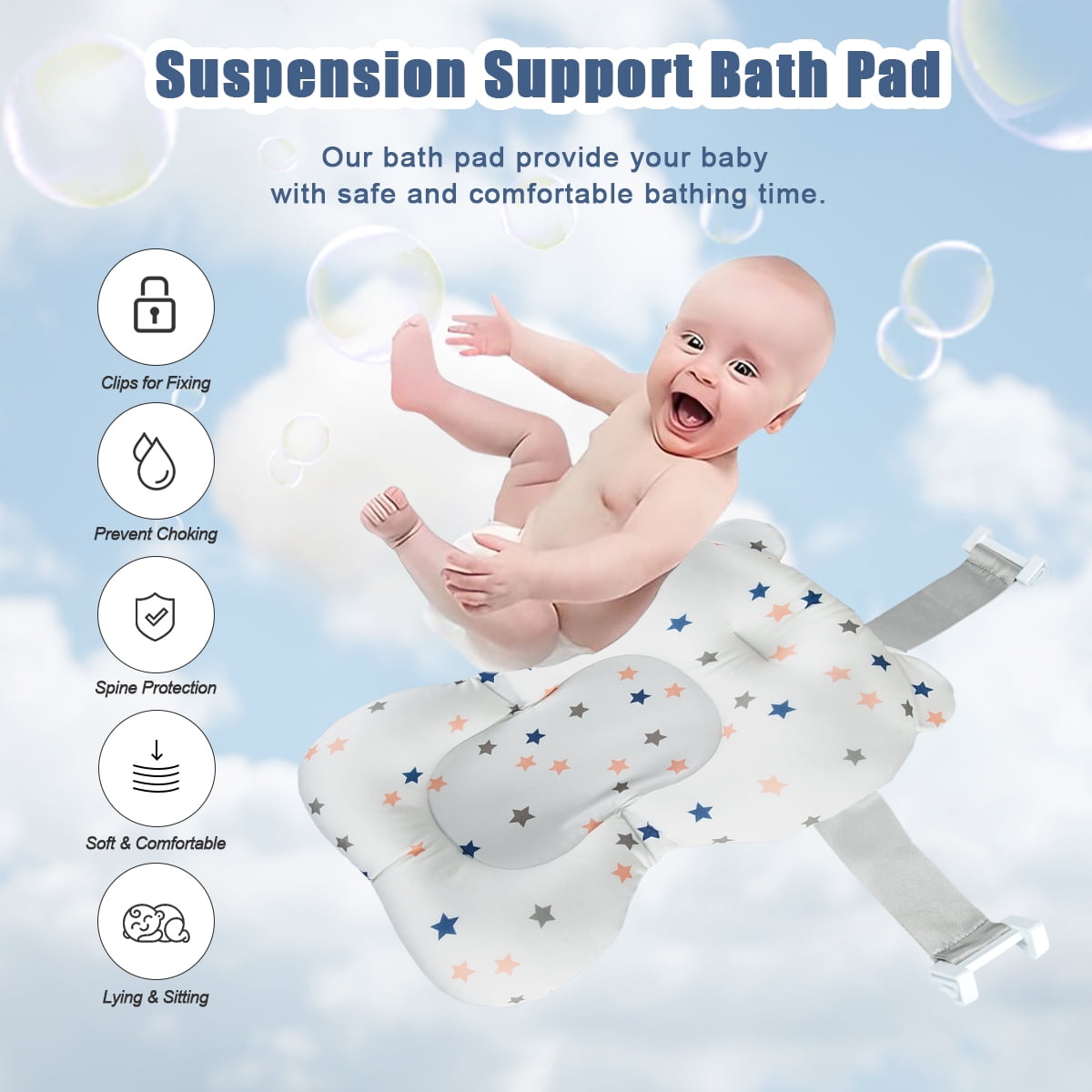 ANJORALA Foldable Baby Bath Tub with Toys, Portable Newborn Infant Bathtub, Blue+Floating Mat