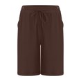 thumbnail image 4 of vigerkar Wide Leg Linen Shorts for Women Elastic Drawstring High Waisted Bermuda Shorts Casual Loose Summer Soft Lounge Short Brown, XXL, 4 of 6