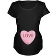thumbnail image 1 of Pink Love Candy Heart Womens Black Soft Maternity T-Shirt, 1 of 1