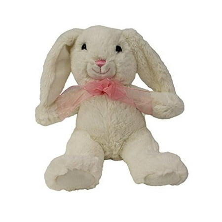 Happy Spring Snuggle Plush Solid Bunny W Ribbon Faux