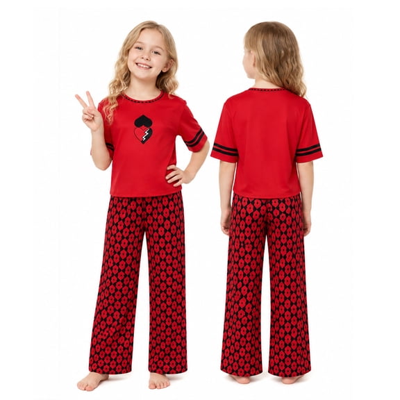 2-Piece Red Halloween Costumes Rise of Red Cosplay, Short Sleeve Top and Pants Outfit, Dress-Up Apparel for Anime Themed Party Events
