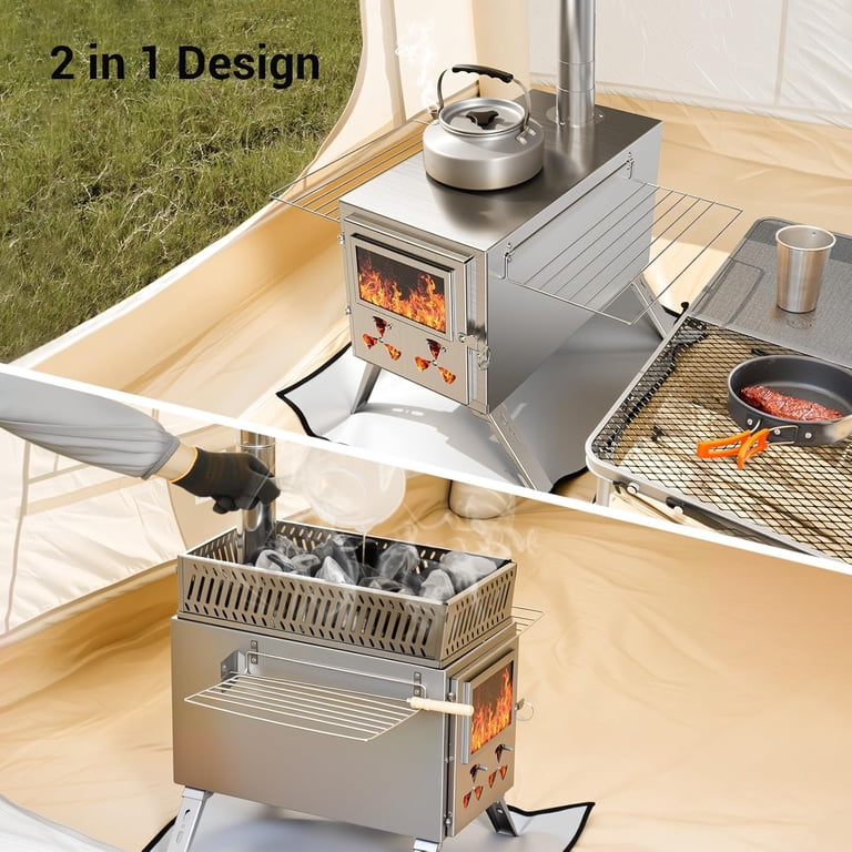Lilypelle Portable Wood Burning Sauna Hot Tent Stove, 2 in 1 Tent
