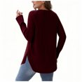 thumbnail image 4 of Women's Long Sleeve Sweaters Crew Neck Curved Hem Tunic Tops Loose Fit Casual Basic Fall Sweaters Shirts Wine XL, 4 of 8