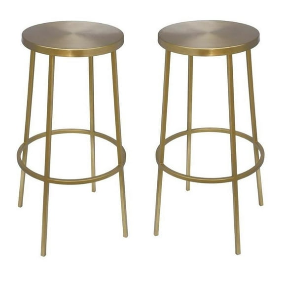 Home Square Brushed Gold Iron Barstool - Set of 2