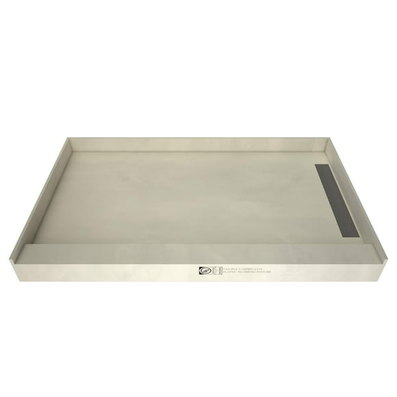 Tile Redi WF3660R-PVC Shower Pan with Right Drain- Single Curb Shower Base, 2" PVC Drain, and Grate Included, 60" Width x 36" Depth