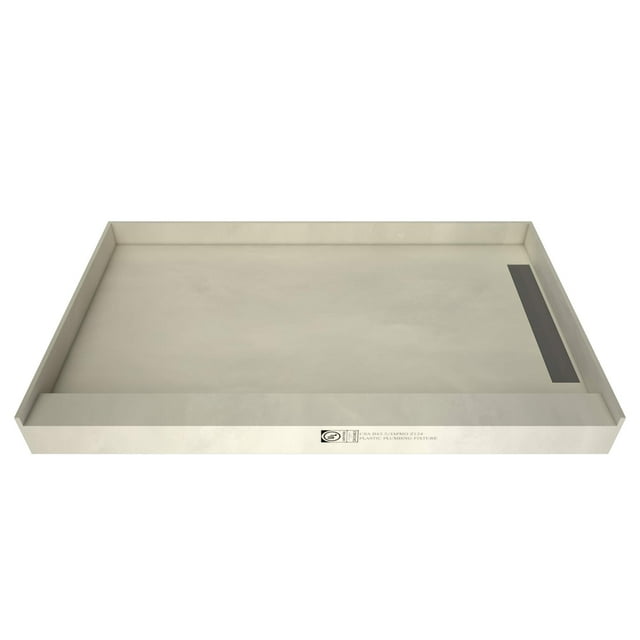 Tile Redi WF3660R-PVC Shower Pan with Right Drain- Single Curb Shower Base, 2" PVC Drain, and Grate Included, 60" Width x 36" Depth