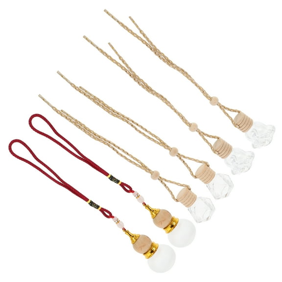 Cars 6 Pcs Air Freshener Bottle Pendant Perfume Aromatherapy Essential Oil Wood Glass