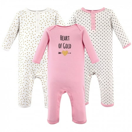 UPC: 0660168513240 | Hudson Baby Infant Girl Cotton Coveralls 3pk  Heart  3-6 Months