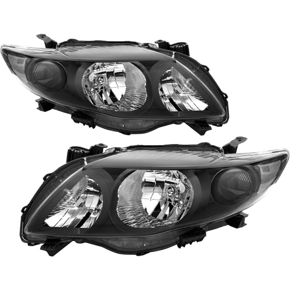 For 2009-2010 Toyota Corolla S CE LE XLE XRS Black Headlights Assembly Lamps Set