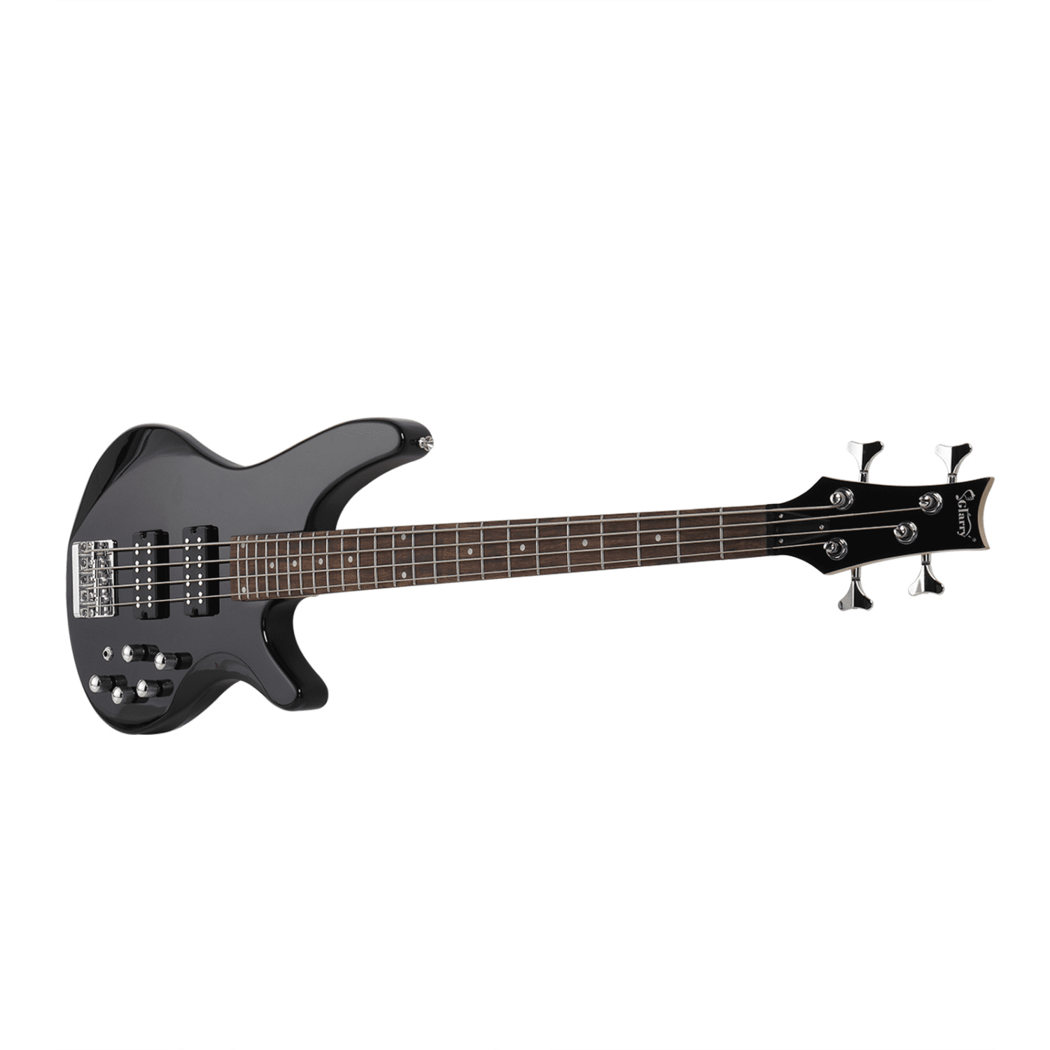 Hassch 4 String Electric Bass Guitar with Bag, 44 Inch Bass with Strap, Plectrum, Amp Wire and Wrench Tool, Black