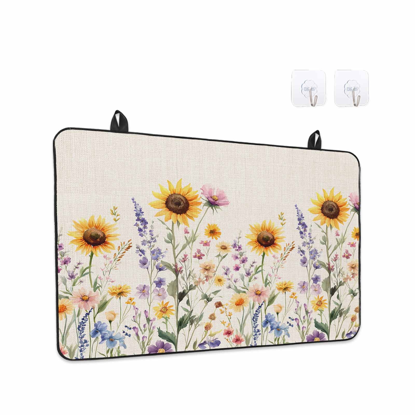 Sunflower Stove Top Cover for Electric Stove, Heat-proof & Non Slip Glass Top Stove Cover Protector, Vintage Spring Floral Summer Botanical Kitchen Flat Cooktop Rubber Mat 24x21 Inches