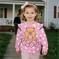 thumbnail image 3 of Yuyamidu Capybara Sweatshirt Girls Size 7-8 Pink Crewneck Sweatshirts Cute Animal Graphic Ruffle Shoulder Long Sleeve Pullover Tops for School Outdoor Daily Wear, 3 of 8