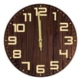 thumbnail image 1 of Reloj de pared de madera, reloj decorativo, silencioso, creativo, rústico, redondo, reloj silencioso para estudio, baño, hogar, sala de estar, 1 of 9