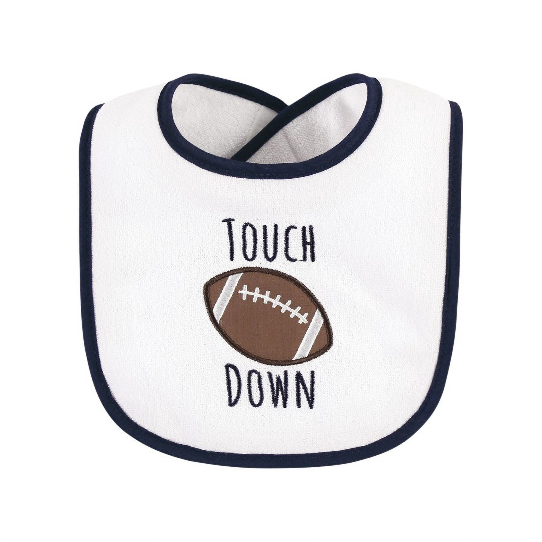 Hudson Baby Machine Washable and Absorbent Cotton Baby Bib, Football