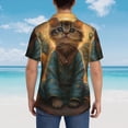 thumbnail image 6 of Daiia Sunflower Meditating Cat Hawaiian Shirt for Men Gentle Cotton Regular Short Sleeve Casual-Medium, 6 of 9