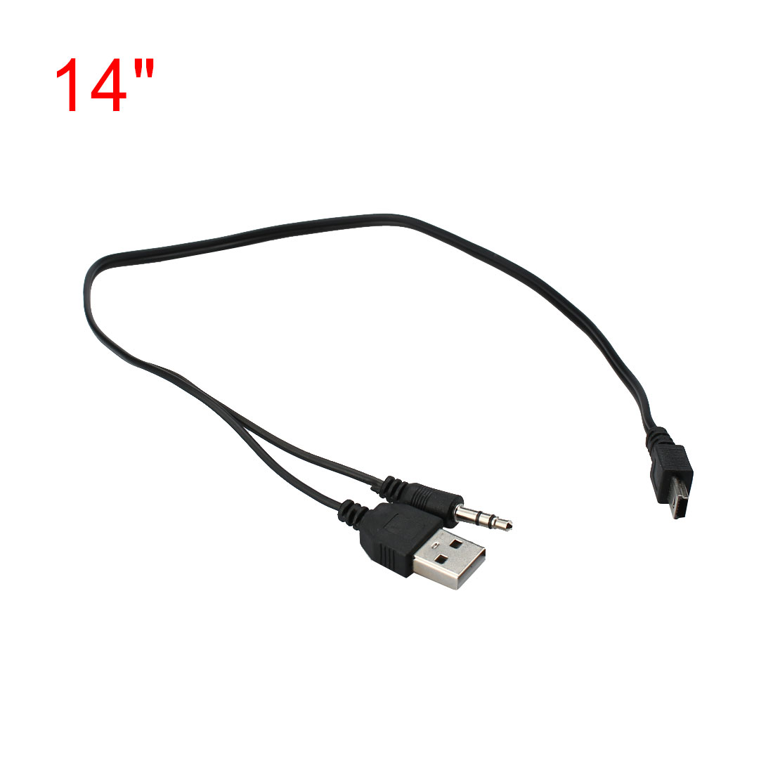 45cm 2 PCS USB 2.0 Male to  B Male 3.5mm Jack Plug Audio Video AV Cable - image 2 of 2