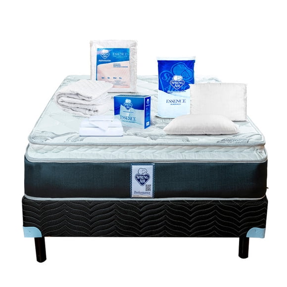 Colchón Queen Size + Box + Protector + Almohadas + Sábanas Spring Air Smith