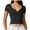 Black, variant on Lixiuxyad Women's Short Sleeve T Shirts Double Lined Button Up Slim Fit Crop Top Going Out Tops Loose Fit,Black L