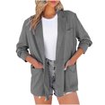 thumbnail image 2 of Puntoco Mujeres Damas Sólido Turn Down Collar Chaqueta Bolsillo Manga Larga Abrigo Prendas de Vestir Exteriores Flash Picks Puntoco Puntoco-6795, 2 of 9