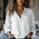 thumbnail image 2 of Camisas de maestra,Camiseta holgada con cuello en V para mujer, blusa informal de manga larga, mezcla de algodón y lino, suave y transpirable para uso diario, sopatenor, 2 of 9
