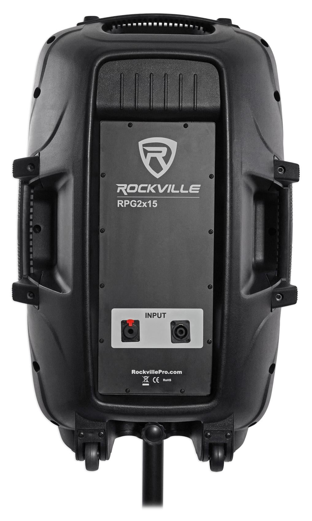 Rockville RPG2X15 Package PA System Mixer/Amp+15" Speakers+Stands+Mics+Bluetooth