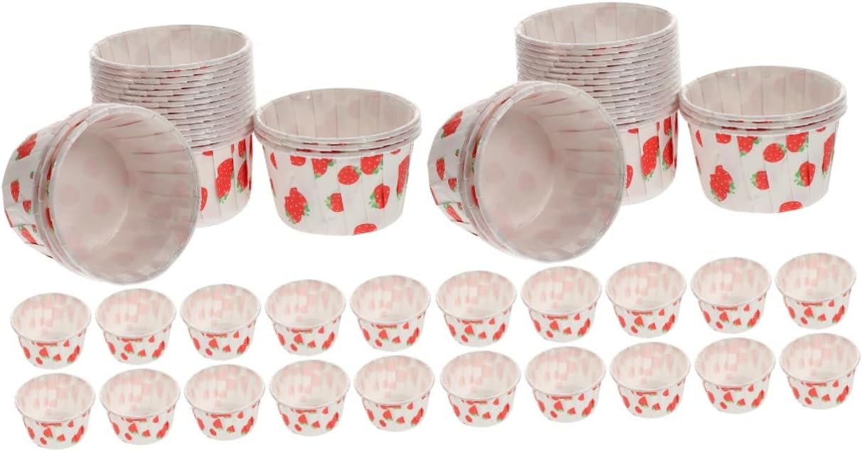 200 Pcs Cupcake Roll up Cake Cups Strawberry Wrapping Paper Wedding