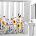 thumbnail image 4 of Watercolor Scenery Fabric Shower Curtain Butterfly Flower Washable Shower Curtains for Bathroom, Waterproof Bath Curtain with Hooks Home Decor 36x72in, 4 of 8