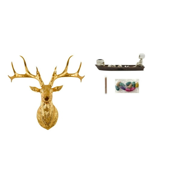 Escultura De Pared Con Cabeza De Calavera De Ciervo De Resina, Obra De Arte Bohemia, Quemador De Incienso, Adorno De Mesa, Decoración De Halloween Para Oficina, Hogar, Dormitorio, Gabinete.