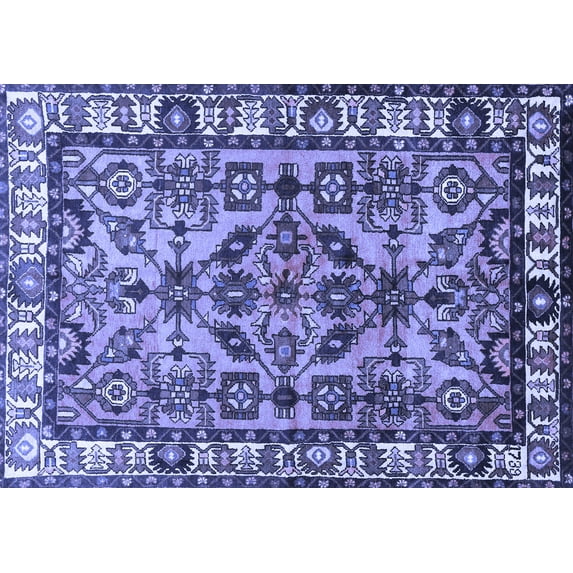 Ahgly Company Machine Washable Indoor Rectangle Persian Blue Traditional Area Rugs, 6' x 9'