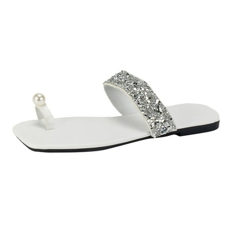 

Clearance Sales Today Deals Prime Ladies Retro Flat Solid Colour Flower Outwear Beach Buckle Plus Size Sandals Flip-Flops for Woman